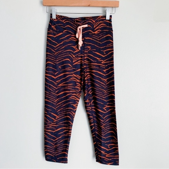 The Upside Malibu tiger zebra tie waist legging navy orange size 8 - Picture 1 of 7